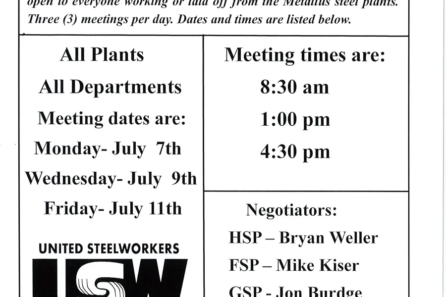 Steel Plant Meetings for Upcoming Contract Talks