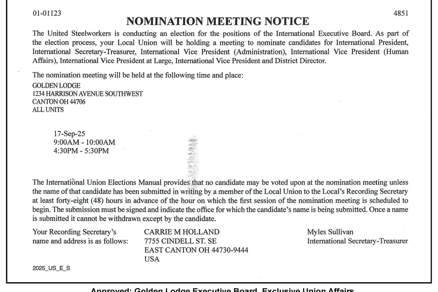 Nomination Meeting Notice