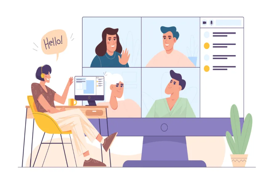 graphic of an online meeting