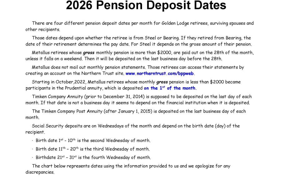 Pension Pay Dates