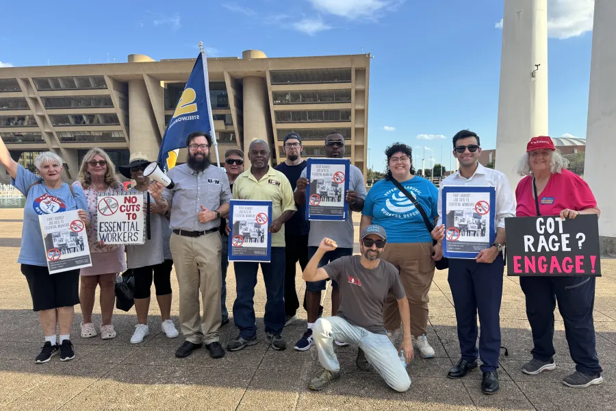 USW demonstration outside Dallas City Hall, 2025