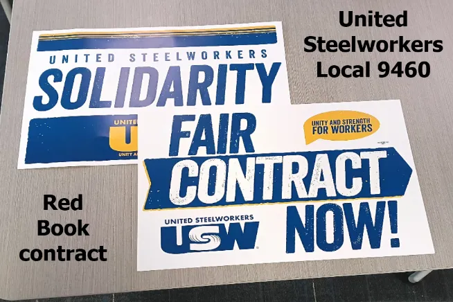 photograph of pro-union car signs