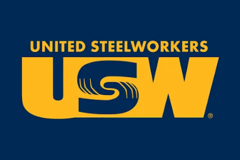United Steelworkers logo, yellow on a navy blue background
