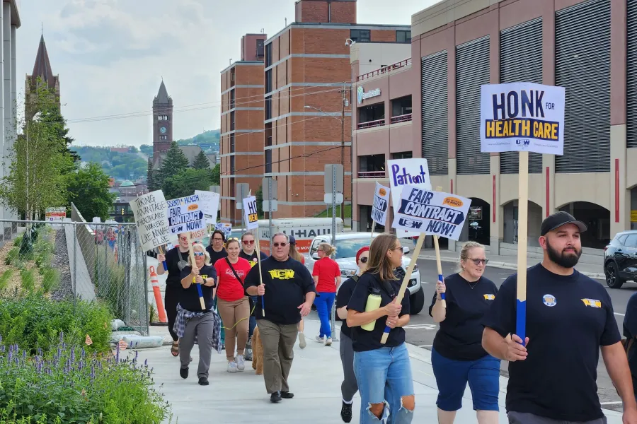informational picket in front of Essentia Health