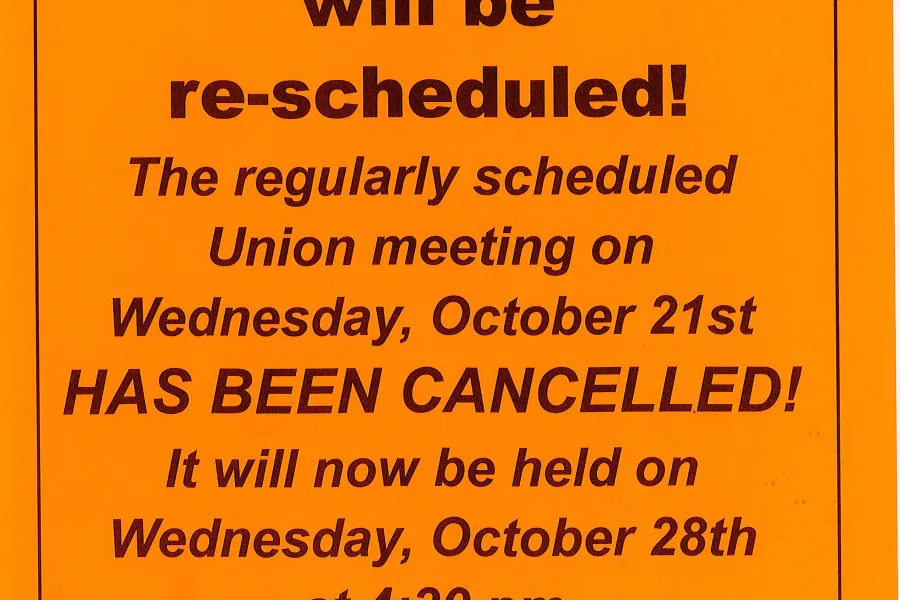 Rescheduled meeting flyer
