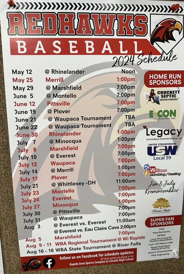 Red Hawks Schedule 2027