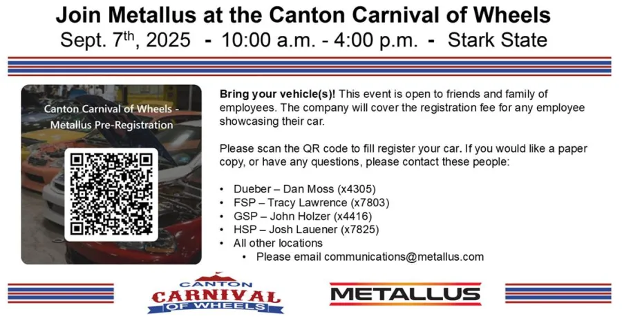 2025 Metallus Car Show Registration