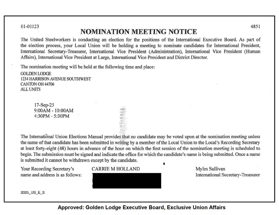 Nomination Meeting Notice