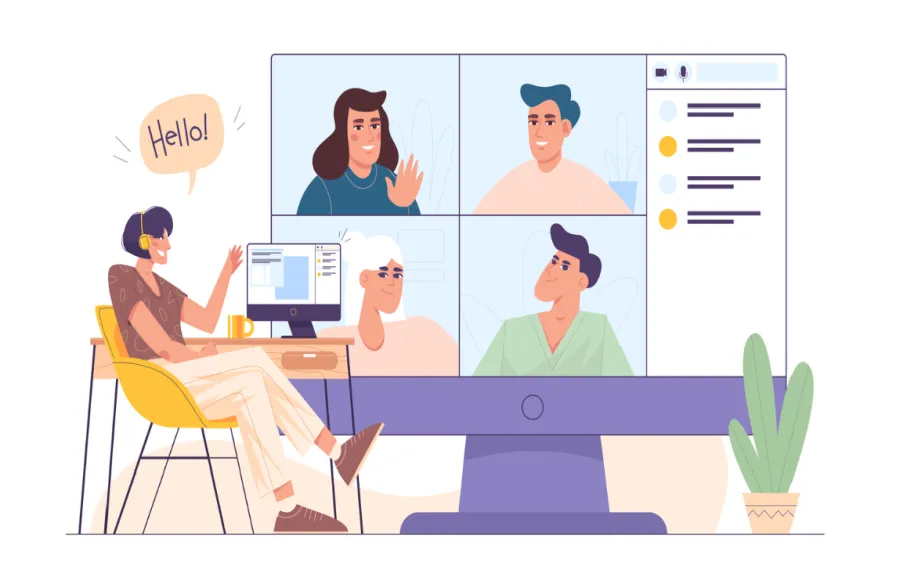 graphic of an online meeting