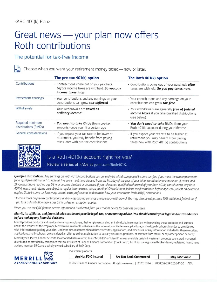 Roth info flyer