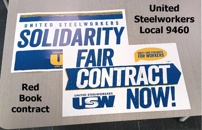 photograph of pro-union car signs