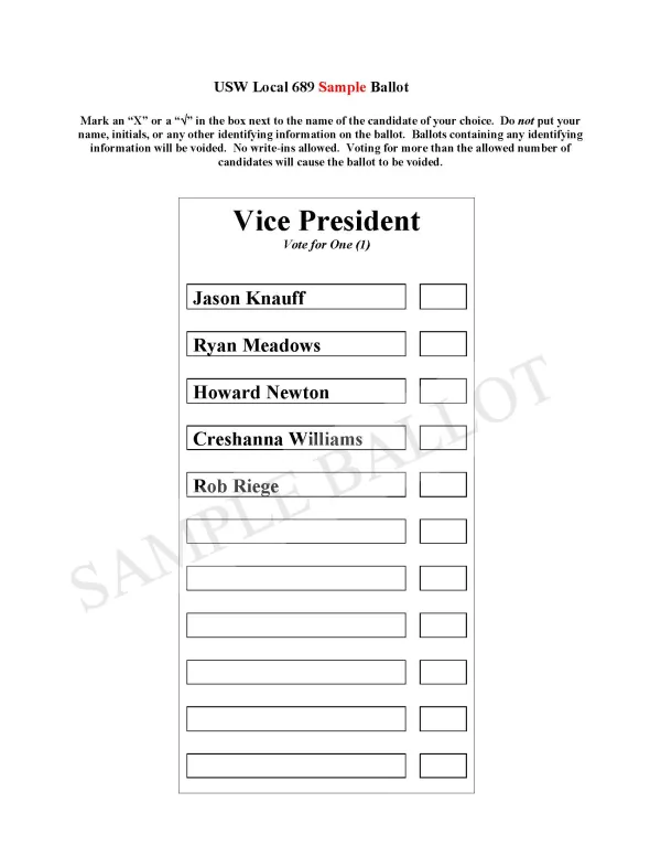 Sample ballot