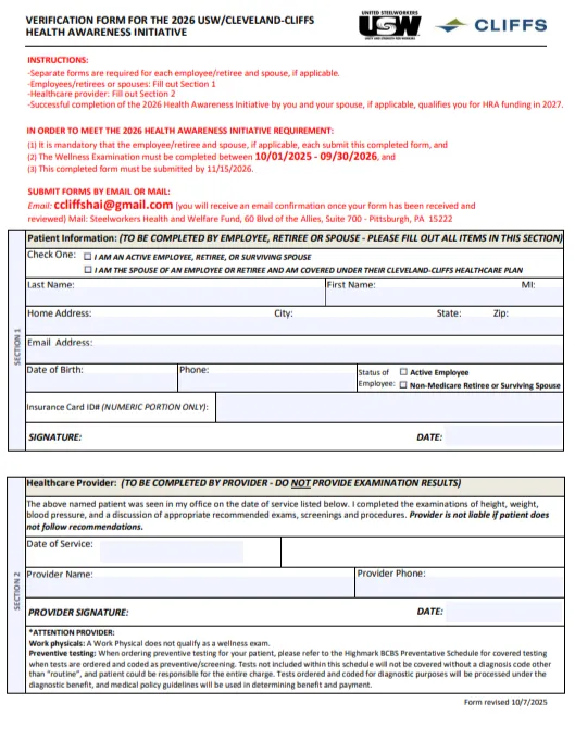2026 HAI Form Picture