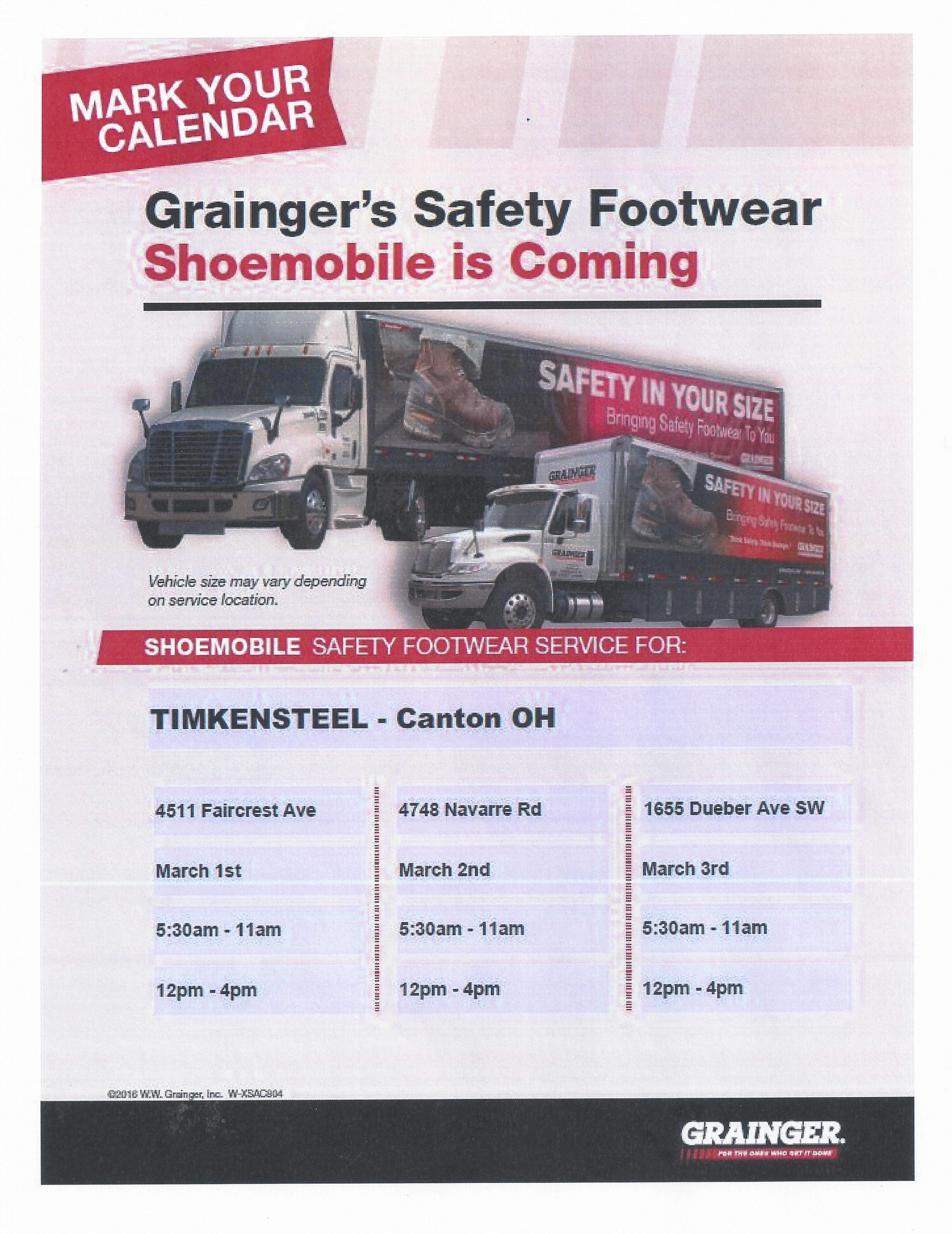 Grainger Boot Truck Schedule